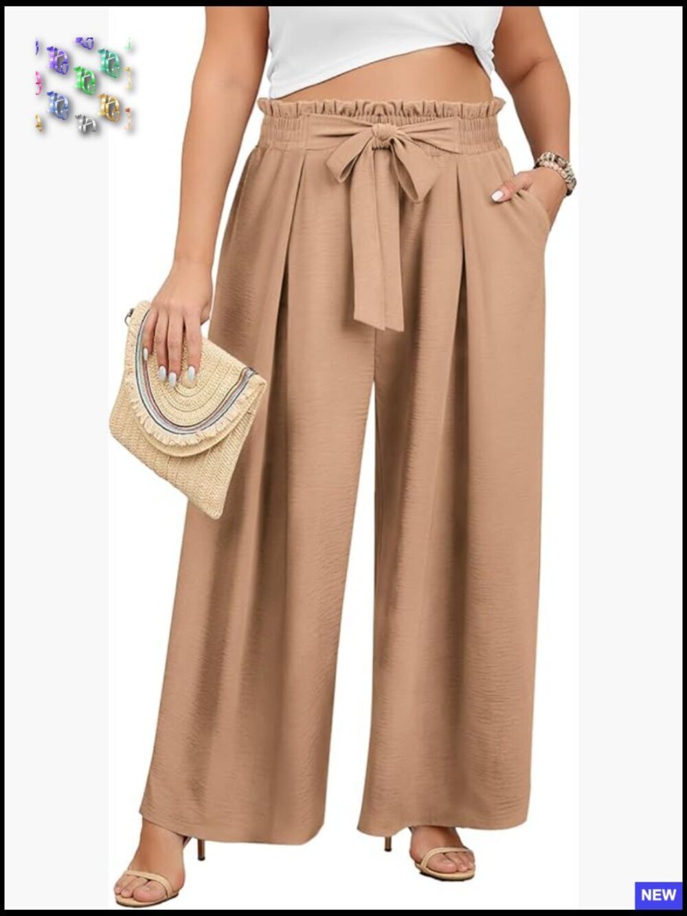 Wide Leg Palazzo Pants High Waisted Elastic Dressy Trousers Plus Size Work